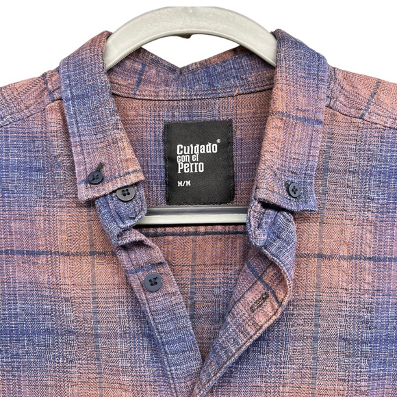 Textured Flannel Shirt Purple Size M - Picture 5 of 7